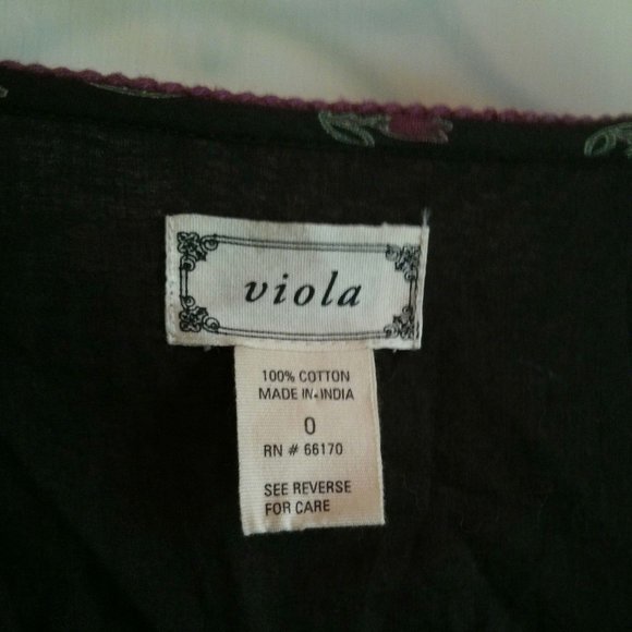 Anthro Viola 100% Cotton Peasant Dress Size 0 Cottagecore Prairiecore Boho Folk - Picture 13 of 16